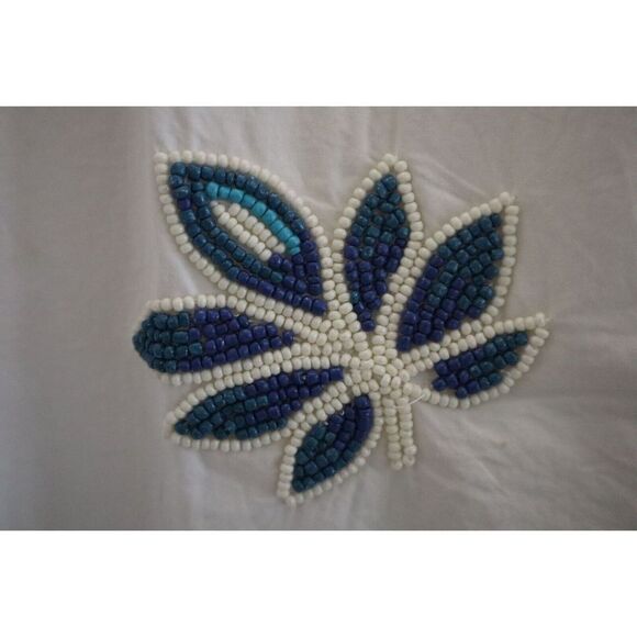 SER.O.YA Women Sz 2XS White Oversized Embellished Beaded Button-Up L/S Shirt - Picture 10 of 13